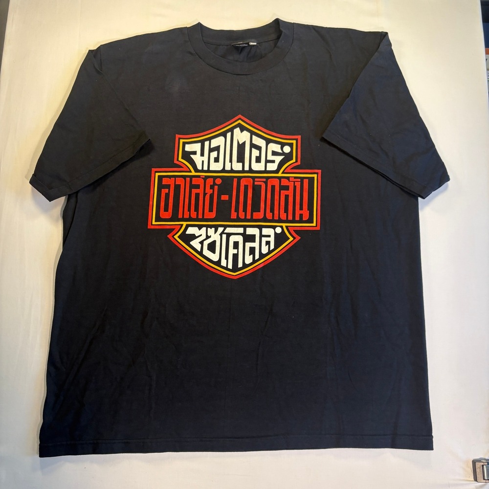 Harley Davidson Thai Script Logo T-Shirt Black XL Short Sleeve Biker Tee